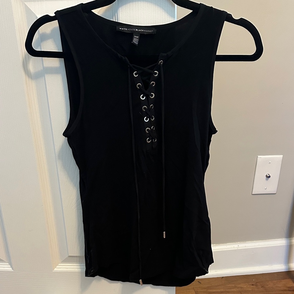 White House Black Market Black Lace-Up Tank Top